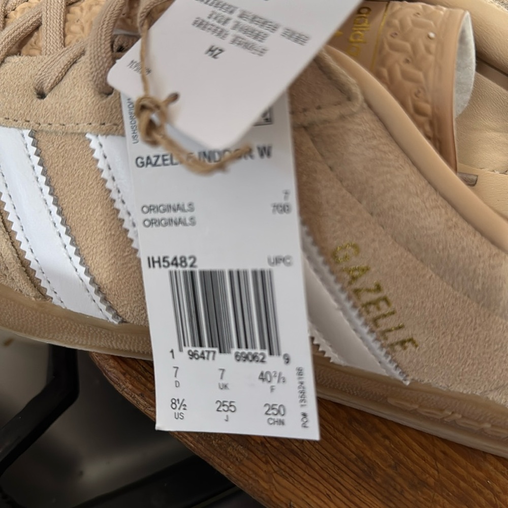 adidas Gazelle Indoor W Beige and White Athletic Shoes